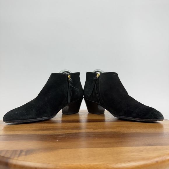 Womens Closed Black Suede Western Heeled Pointed Toe Ankle Boots Booties  Size 38